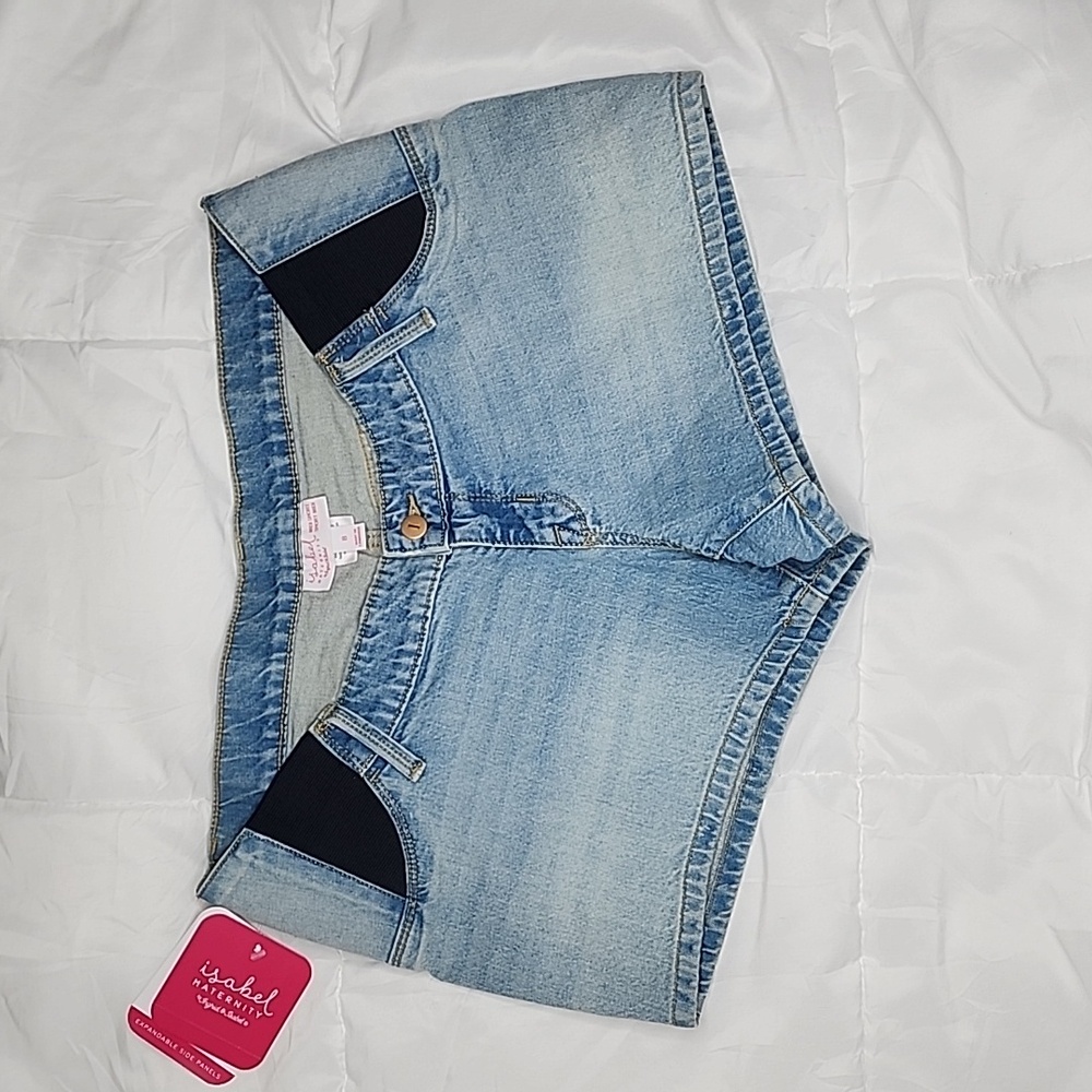 ISABEL MATERNITY by Ingrid & Isabel Grow With You Blue Midi Shorts. Size:8